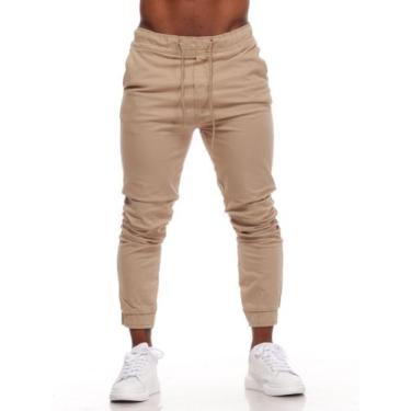 Imagem de Calça Jogger Masculina Slim Sarja Com Punho - Mitchelgutto, Bege, M