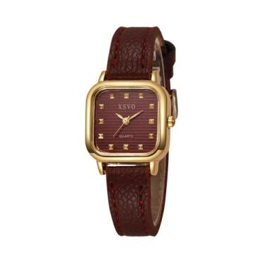 Imagem de Relógio De Moda Feminino Com Pulseira De Couro E Mostrador Quadrado, P