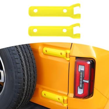 Imagem de JOSHELA Acabamento da tampa da dobradiça da porta traseira da porta traseira do Bronco amarelo para Ford Bronco 2021-Present ABS Acessórios externos 2 peças