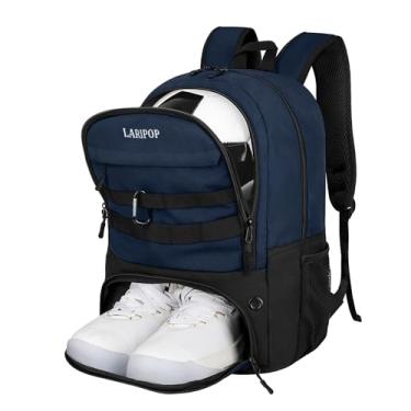 Imagem de LARIPOP Mochila de futebol, bolsa de futebol com suporte de bola e compartimento para sapatos, bolsas de treinamento de equipamentos esportivos para basquete, futebol, vôlei e acessórios