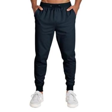 Imagem de Calça Masculina Moletom Flanelada Slim Bolsos Cordão Algodão-Masculino