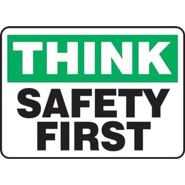 Imagem de Accuform Placa adesiva de segurança Signs MGNF956VS, legenda "Think Safety First", 17,8 cm de comprimento x 25,4 cm de largura x 0 cm de espessura, verde/preto em branco