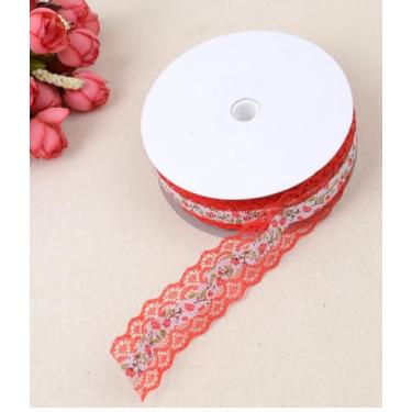 Imagem de 1 rolo de fita de renda, suprimentos de costura artesanais DIY, decoração de embrulho de presente (vermelho)
