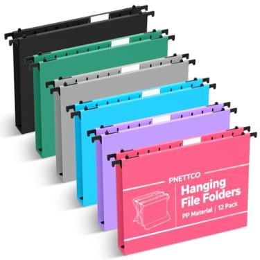 Imagem de Pasta de arquivo de plástico com capacidade extra, pacote com 12 pastas suspensas reforçadas, tamanho carta, pastas de armário de expansão de 2,5 cm, para arquivos em massa, tabelas médicas, cores