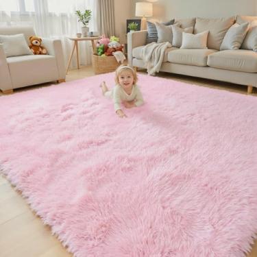 Imagem de Tapetes para sala de estar 20 x 25 cm, Alfombras para salas, felpudo, grande, felpudo, macio, tapetes felpudos para quarto, decoração de casa para crianças, meninos, meninas, estética (20 x 25, rosa)