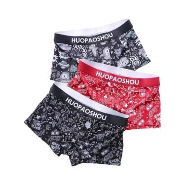 Imagem de Cuecas Boxer Masculinas De Cintura Baixa Em Cetim Com Estampa Divertid