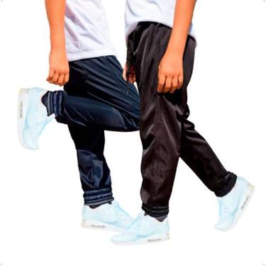 Imagem de KIT 2 Calças Jogger Helanca Infantil Agasalho Flanelado Inverno Bolso 