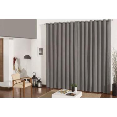Imagem de Cortina Para Sala/Quarto Oxford 400x250 com ilhóses - Admirare, Cinza