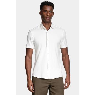 Imagem de Camisa Aramis Manga Curta Slim Malha Mista Italiana Off White-Masculino