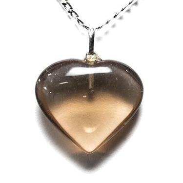 Imagem de Colar Coração Pedra Quartzo Fume Pino e Perinha Prata 950 - Cristaisde