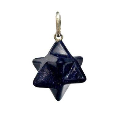 Imagem de Colar Merkabah Estrela Azul Extra Pingente Argola Prata 950 - Cristais