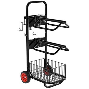 Imagem de Carrinho de selim de rodinhas com duas rodas carrinho de aderência de cavalo carrinho de equipamento de cavalo resistente carrinho de exposição dobrável com suporte de sela para armazenamento em