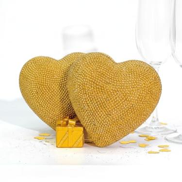 Imagem de Shlinnuo Estatueta decorativa de coração duplo estátua romântica brilhante com mini caixa de presente perfeita para o dia dos namorados, aniversário ou presente de casamento para ela, decoração de