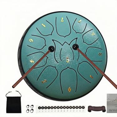Imagem de Tambor de língua de aço, 15,2 cm, 21 notas, tambor de chuva para jardim externo, tambor panda para ioga, meditação, educação musical pré-natal com bolsa de bateria, livro de música, marretas, suporte