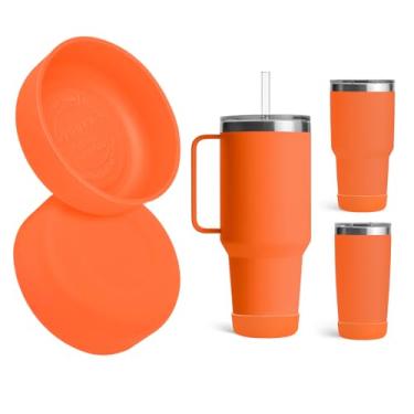 Imagem de Kaitiaki Pacote com 2 botas de silicone para YETI Rambler Caneca de palha de 1,2 l e 992 g, manga antiderrapante para caneca de viagem, copo de água, serve na maioria dos carros, acessórios de