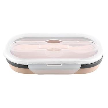 Imagem de GLOGLOW Porta-refeições Lancheira Dobrável de Silicone de Grau Alimentício, Retângulo, Design Dobrável, Recipiente Portátil de Armazenamento de Alimentos, Damasco Verde Azul, 8,07 X 5,31 X 2,87