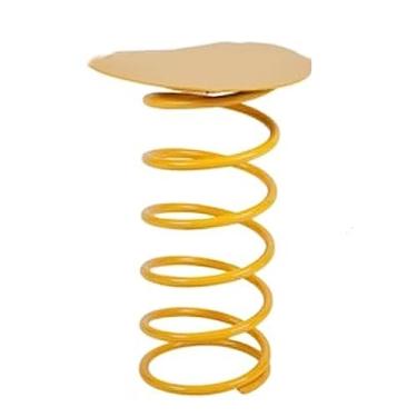 Imagem de Mesa lateral pequena, mesa de destaque ideal para espaços pequenos, mesa lateral para sala de estar e quarto, com estrutura de metal ótima para interior e exterior, com base de design de mola, mesa de