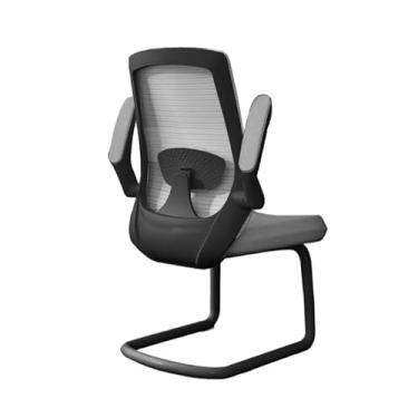 Imagem de Cadeira de escritório executiva com apoios de braço ajustáveis e base de trenó de metal cadeira de mesa de malha de encosto alto para adultos trabalhando estudo cadeira de jogos (cinza)