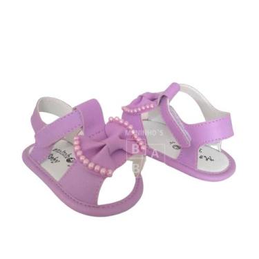 Imagem de Sandalia de Bebe Infantil Menina Luxo Laço Rosa Manozinhos Baby Ref.LN