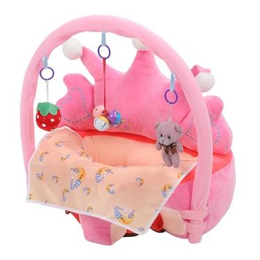 Imagem de aqxreight Assento de Apoio para bebê Em Forma de Coroa Macia Mantenha a Postura Sentada Confortável Aprendendo a Sentar Cadeira Cadeira de Pelúcia para Bebês Com Brinquedos de Atividades Babador Babado Rosa para Armazenamento Dobrável (Róseo)
