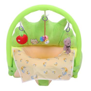 Imagem de aqxreight Assento de Apoio para bebê Em Forma de Coroa Macia Mantenha a Postura Sentada Confortável Aprendendo a Sentar Cadeira Cadeira de Pelúcia para Bebês Com Brinquedos de Atividades Babador Babado Rosa para Armazenamento Dobrável (Verde)