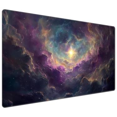 Imagem de DEGDFSGR for MTG Playmat 24 x 14 inches for TCG Playmats Non-Slip Rubber Base Commander Playmat HD Cover for Magic Play Mat Iorcana Trading Card Game, Purple Starry Sky