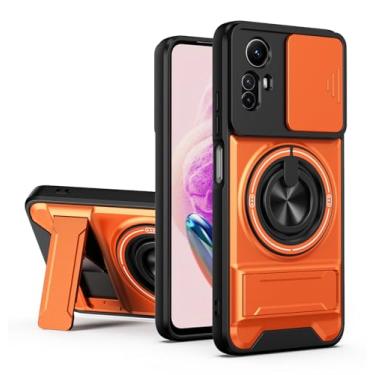 Imagem de SORAKA Capa para Xiaomi Redmi Note 12S 4G com suporte,proteção de lente com janela e capa dupla de PC e TPU compatível com suporte magnético para carro