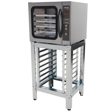 Imagem de Kit Forno Mini Convector 5 Assadeiras Eletrico Wcv-535 Com Vapor 127V + Cavalete Inox - Wictory