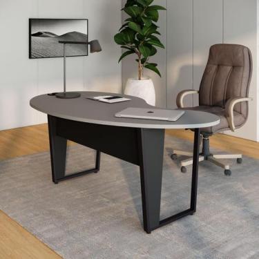 Imagem de Mesa Linear Orgânica 175cm x 92cm com Pés Metal para Escritório F5 Off