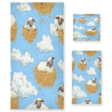 Imagem de xigua Conjunto de toalhas de banheiro de ovelhas de desenho animado absorvente macio 3 peças toalha de banho toalha de mão toalhas decorativas para banheiro, academia, hotel, praia, piscina