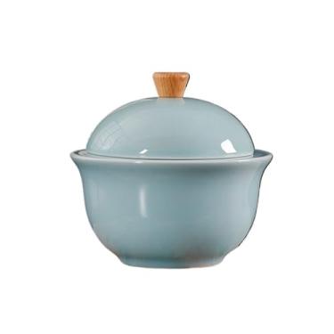 Imagem de Cinzeiro moderno, material cerâmico, redondo, cor sólida para hotel, sala de estar, mesa, cinzeiro, decoração de casa (azul)