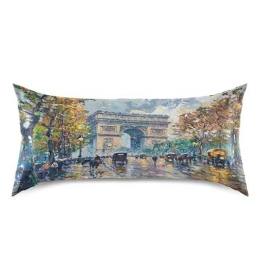 Imagem de xigua Fronha de cetim com pintura vintage para cabelo e pele, lavável à máquina, antiderrapante, refrescante, travesseiro, capa de cama king size com fecho de envelope, 50,8 cm x 101,6 cm