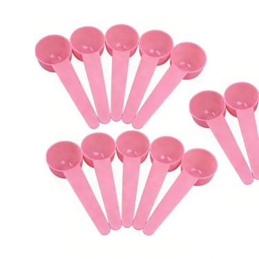 Imagem de Conjunto de 12 colheres medidoras de plástico, 1 colher de chá (20 ml) colheres de cabo longo para medir café, chá, proteína, leite em pó, grãos, especiarias, pó, ração para animais de estimação (rosa