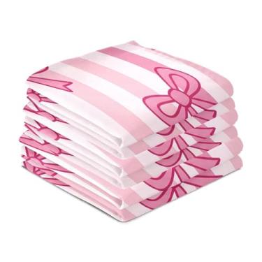 Imagem de Wassud Bows Stripes Toalhas de prato de cozinha pacote com 6 panos de prato macios com laço para pendurar toalha de mão super absorvente de secagem rápida toalhas de chá de mesa decorativas 71 x 45 cm