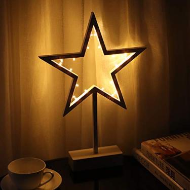 Imagem de Luz de Noite LED em Forma Estrela Lâmpada Mesa Decoração Casa e Quarto Natal Ambiente Branco Quente Interna para