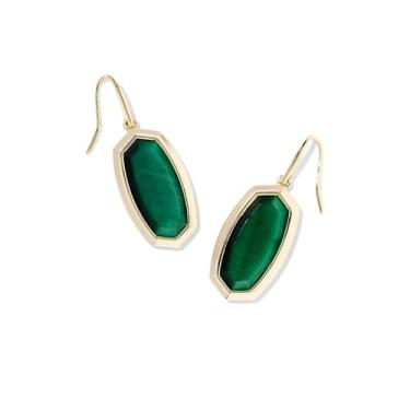 Imagem de Kendra Scott, Brincos femininos Dani Bezel, olho de tigre verde dourado, tamanho único