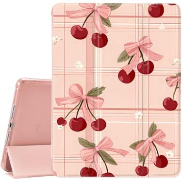 Imagem de JOYLAND Capa para iPad 9ª/8ª/7ª geração de 10,2 polegadas (2021/2020/2019) com porta-lápis - despertar/hibernar automaticamente, capa de cereja fofa antiarranhões à prova de choque premium com suporte