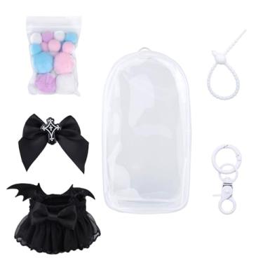 Imagem de Conjunto Roupas Boneca de 17cm com Transparente Sacola Exibição Figurinha & Chaveiro, Traje Diabo Halloween & Case para Proteção Boneca para Decoração Bonecos de 15cm/17cm