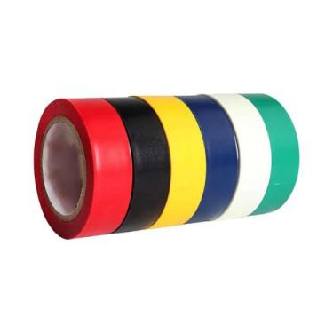 Imagem de Fita Adesiva Vinílica Colorida Arco-Íris 16mmx6m 6 Peças Para Marcação