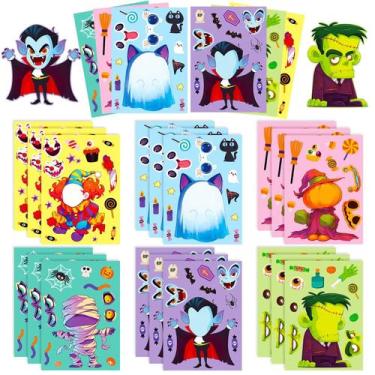 Imagem de Adesivos De Quebra-Cabeça DIY De Halloween, 6 Folhas, Vampiro E Múmia,