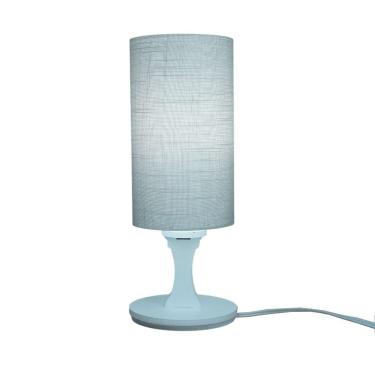 Imagem de Abajur De Mesa Base Branca E Cúpula Linho Cinza Bivolt