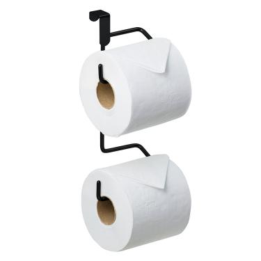 Imagem de Porta Papel Higiênico para Caixa de Descarga Suporte para Dois Rolos Sem Furo Preto