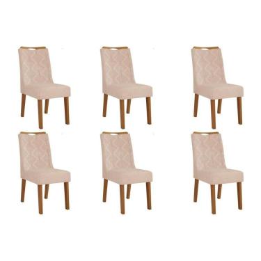 Imagem de Cadeira Sala De Jantar Stela Kit 6 Un Ipe-suede Kraft - Dj Móveis