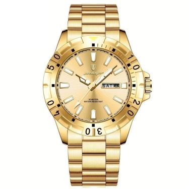 Imagem de Relógio Masculino Impermeável Pulseira De Aço Inoxidável Movimento Quartzo Estilo Casual Dourado