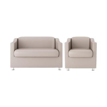 Imagem de Kit Sofá Namoradeira + Poltrona Balaqui Decor Bege