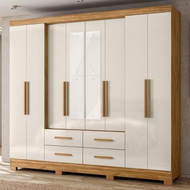 Imagem de Roupeiro 8 Portas Miami Com Espelho Freijo Off White