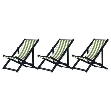 Imagem de Kit 3 Espreguiçadeiras Dobrável Black Sb-l Verde-branco