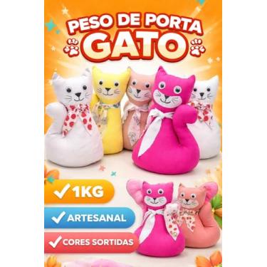 Imagem de Peso de Porta em Formato de Gato Artesanal Decoração Casa Aparador Costura Reforçada calço Porta