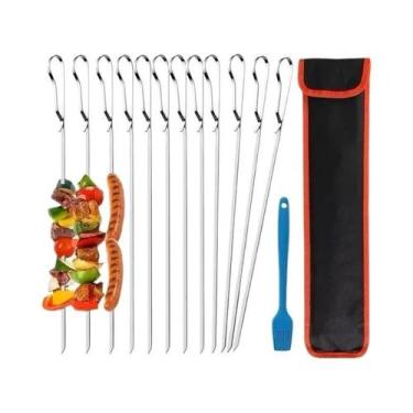 Imagem de Espetos De Churrasco Extensíveis Em Aço Inoxidável, 5, 6 Ou 10 Peças, 