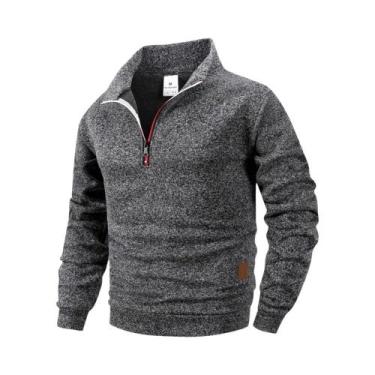 Imagem de Suéter Casual Masculino De Manga Longa Com Zíper Frontal Para Primaver